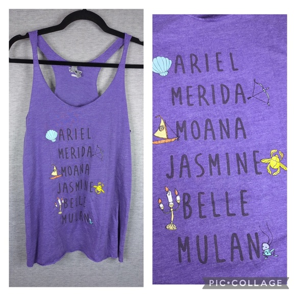 🎉 3/$20 Disney x Next Level Apparel Princess Name Stack Racerback Tank - Picture 1 of 7